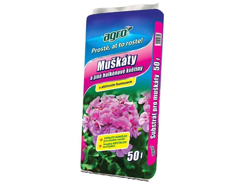 Agro CS Substrát pro muškáty a jiné balk. květiny 50l