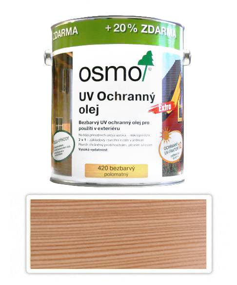 OSMO UV Olej Extra pro exteriéry 3 l Bezbarvý 420 (20 % zdarma)