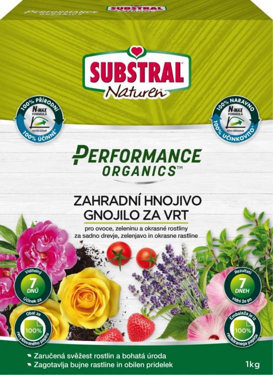 Substral granulovaný Performance Organics - zahrada 1kg EVERGREEN